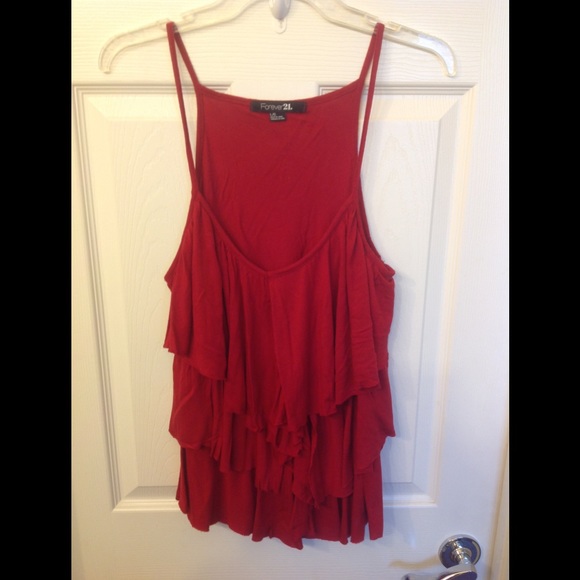 Forever 21 Red Tiered Tank 🍒 Cute Top Large - Picture 3 of 6